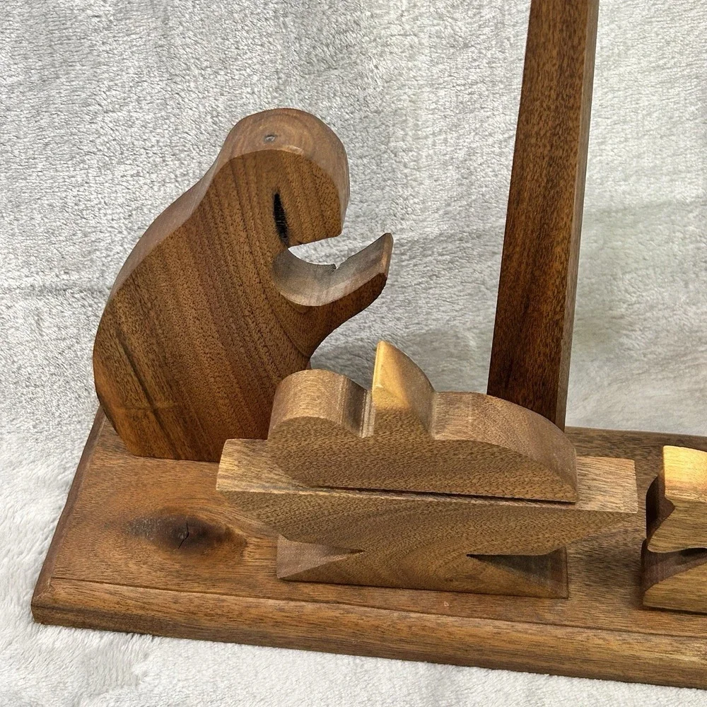 Carved Wood Modern Primitive Nativity Christmas‎ 6-piece Faceless Abstract